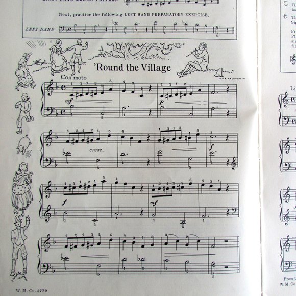 PIANO LESSON BOOK, JOHN THOMPSON'S SECOND GRADE BOOK, WILLIS MUSIC, 1937 VINTAGE - Picture 6 of 11